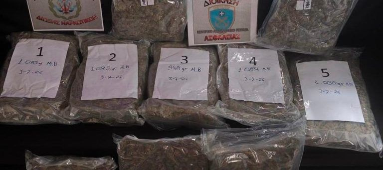 Ποσότητα 10,5 κιλών ακατέργαστης κάνναβης εντοπίστηκε στον Πειραιά