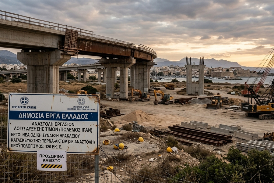 Βουλιάζουν τα δημόσια έργα: Οι αυξήσεις από τον πόλεμο του Ιράν “δυναμιτίζουν” τα εργοτάξια στην Κρήτη και σε όλη την χώρα