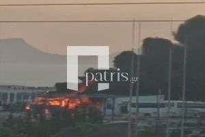 Συναγερμός στην Πυροσβεστική για φωτιά στο πάρκινγκ του ΚΤΕΛ (vid & pics)