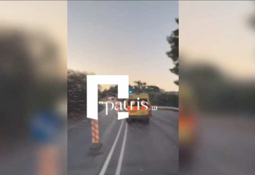 Κολονάκια… εμπόδια για “εγκλωβισμένο” ασθενοφόρο στον ΒΟΑΚ (βίντεο)