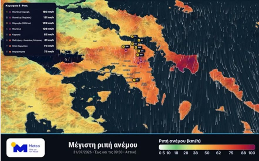 ΜΕΤΕΟ: Θυελλώδεις βοριάδες “μαστιγώνουν” το λεκανοπέδιο