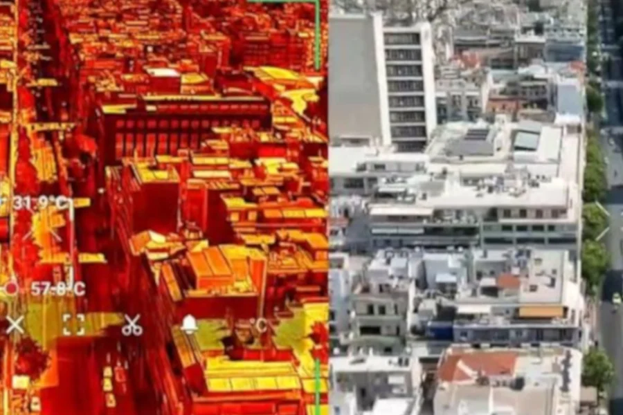Θερμική κάμερα αποτυπώνει την πραγματική εικόνα της Αθήνας με τον καύσωνα – Ξεπέρασαν τους 57 °C οι θερμοκρασίες