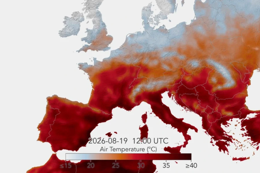 Το timelapse της NASA από την επέλαση του καύσωνα στην Ευρώπη: Πέντε κύματα ζέστης και θερμοκρασίες άνω των 40°C