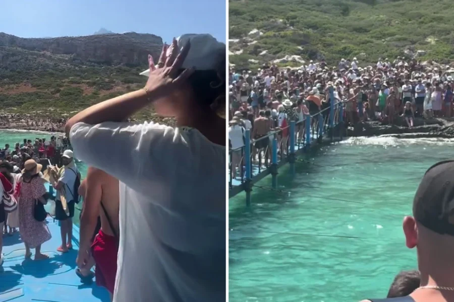 «Βουλιάζει» από επισκέπτες ο Μπάλος – Viral βίντεο με τις τεράστιες ουρές στην παραλία