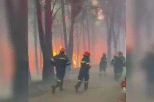 Συγκλονιστικό βίντεο από τα πύρινα μέτωπα: Πυροσβέστες επιχειρούν περικυκλωμένοι από τη φωτιά
