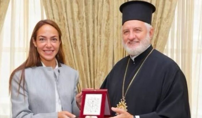 Συνάντηση Δόμνας Μιχαηλίδου με τον αρχιεπίσκοπο Αμερικής Ελπιδοφόρο
