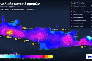 Έπεσαν 318 τόνοι νερού ανά στρέμμα στο Ξυλόσκαλο Χανίων μέσα σε δύο μέρες